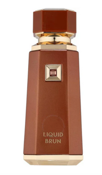 Brown bottle labeled 'Liquid Brun' on a white background